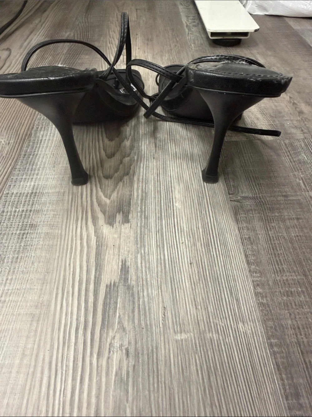 Steve Madden Black Strappy Square-Toe Lace-Up Heels